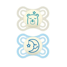 Mam - 2Pk Perfect Night Baby Pacifier Boy Glows in The Dark, 0/6M Image 1
