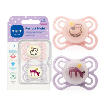 Mam - 2Pk Perfect Night Baby Pacifier Girl, 0/6M