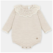 Martin Aranda - Baby Girl Draylon Short Knit Romper Liverpool, Beige Image 1