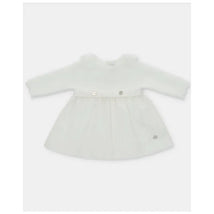 Martin Aranda - Baby Girl Knit Woven Mix Dress Tenerezza, Ivory Image 1