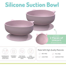 Melii - Silicone Suction Bowls for Babies and Toddlers, 10.1 oz - 2 Pack, Unicorn Pink Image 2