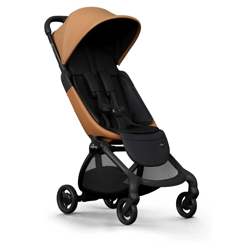 mima umbrella stroller Mima Miro Compact Stroller, Black Chassis/Mocha Cream Seat