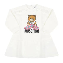 Moschino Baby - Long Sleeve Dress With Large Bear And Ruffle Bottom, White Image 1