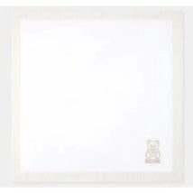 Moschino Baby - Popeline Striped Blanket With Bear Embroidery, Beige Image 1