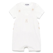 Moschino Baby - Unisex Short Sleeve Tee With Striped Overall And Bear Patch Beige Image 1