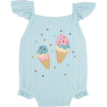 Mud Pie - Baby Girl Blue Seersucker Ice Cream Swimsuit Image 1