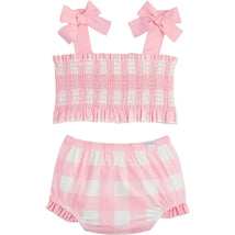 Mud Pie - Baby Girl Smocked Pink Check Two-Piece Swimsuit Image 1