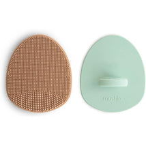 Mushie Silicone Baby Bath Cradle Cap Brush 2 Pack - Natural & Cambridge Blue Image 1