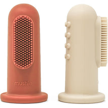 Mushie 2-Pack Finger Toothbrush - Clay/Shifting Sand Image 1