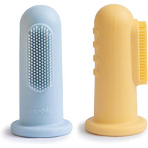 Mushie Baby Finger Toothbrush, Powder Blue/Daffodil Image 1