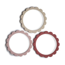 Mushie Flower Teething Bracelet 3-Pack - Rose/Blush/Shifting Sand Image 1