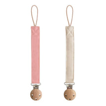 Mushie - Linen Pacifier Clip – 2 Pack, Dusty Rose/Shifting Sand Image 1