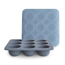 Mushie - Silicone Baby Food Freezer Tray with Lid, 9 Cups 1.5oz, Tradewinds Image 1