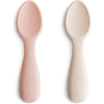 Mushie - Silicone Toddler Starter Spoons, 2 Pack,Blush Shifting Sand Image 1