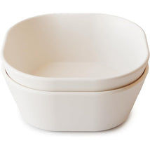 Mushie Silicone Square Bowl Dinnerware Set 2 Pack - Ivory Image 1