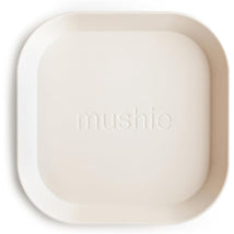 Mushie Silicone Square Plate Dinnerware Set 2 Pack - Ivory Image 1