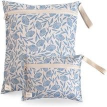 Mushie Water Resistant Wet Bag - 2 Pack - Blue Flowers