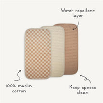Mushie - Waterproof Changing Pad Liners, 100% Organic Cotton, Set of 3, Blue Combo Image 2