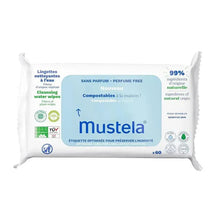 Mustela Compostable Cleansing Water Wipes, Fragrance Free, 60 count package