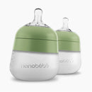 Nanobebe - Flexy Silicone Baby Bottles, Anti-Colic, Natural Feel, 2-Pack, White, 9 oz Image 1