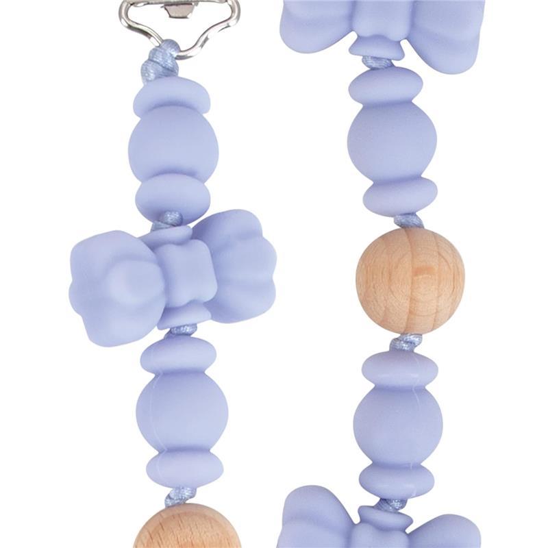 Nuby - Silicone/Wood Beaded Pacifier Clip Holder With Stainless Steel Clip, Bowtie Image 3