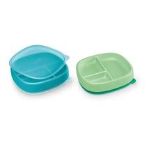 Nuk - Suction Plates and Lid, Assorted Colors, 2 Pack, 6+ Months, Blue and Green Image 1
