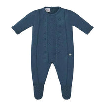 Paz Rodriguez - Baby Boy Knit Newborn Romper Teddy, Lead Blue Image 1