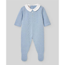 Paz Rodriguez - Baby Boy Knit Newborn Romper Vento, Sky Blue Image 1