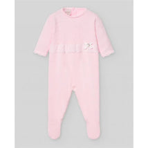 Paz Rodriguez - Baby Girl Knit Newborn Romper Linda, Chalk Pink/White Image 1