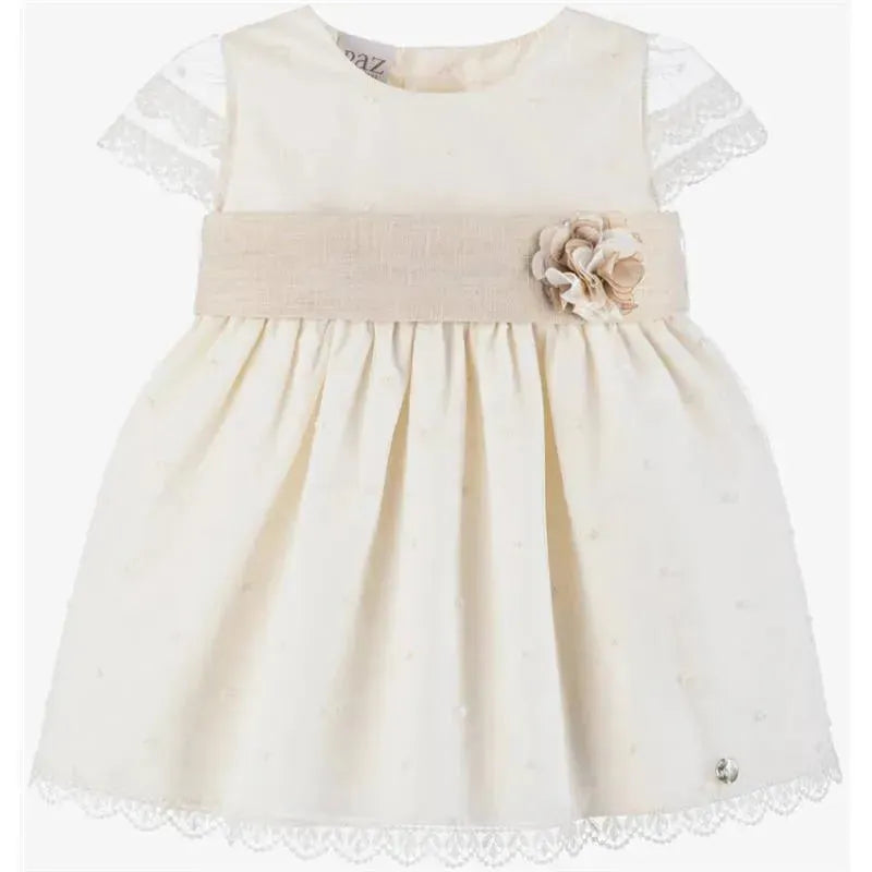 Paz Rodriguez - Baby Girls Ivory Tulle & Cotton Dress | MacroBaby Paz Rodriguez - Baby Girls Ivory Tulle & Cotton Dress | MacroBaby