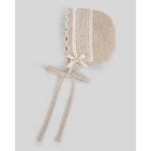 Paz Rodriguez Baby Knit Newborn Bonnet Lua, Light Brown/Cream Image 1
