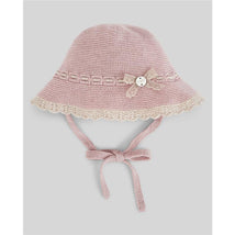 Paz Rodriguez Knit Newborn Hat Val, Powder Pink/Light Brown Image 1