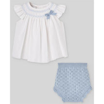 Paz Rodriguez Set Dress & Bloomer Espuma, White/Sky Blue Image 1