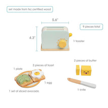 Pearhead - Brunch Time Montessori Toy Toaster Oven Set, 9 Piece Wooden Play Toy Set  Image 2