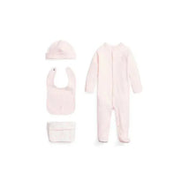Polo Ralph Lauren Baby - 4Pk Long-Sleeve Interlock Coverall, Bib, Beanie & Print Knit Caddy, Delicate Pink Image 1
