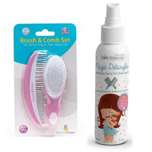 Primo Passi Super Soft Baby Comb And Brush Set (Pink) + Magic Detangler Conditioner Image 1