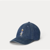 Ralph Lauren Baby Denim Bear Sport Cap, Medium Wash Image 1
