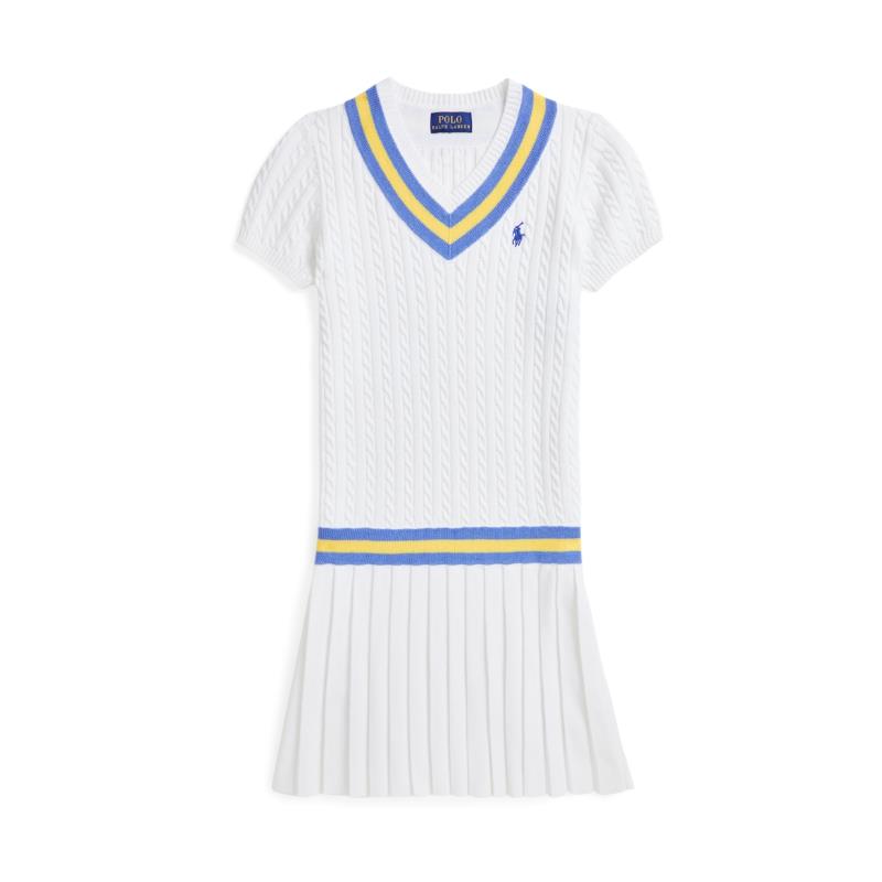 Ralph Lauren Girl's Cricket-Stripe Cotton Sweater Dress - Size 4 in White Multi Ralph Lauren Girl's Cricket-Stripe Cotton Sweater Dress - Size 4 in White Multi