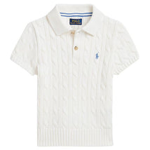 Ralph Lauren Baby Short-Sleeve Cotton Cable-Knit Polo, Deckwash White Image 1