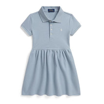 Ralph Lauren Baby Short-Sleeve Stretch Mesh Ruffle Polo Dreshort Sleeve, Estate Blue Image 1