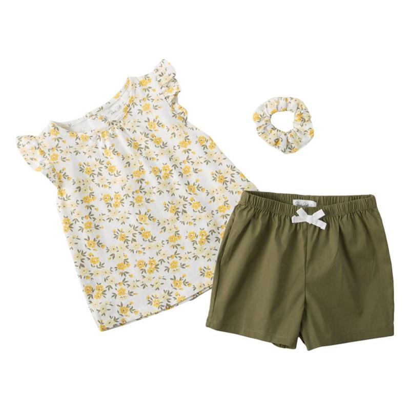 Rene Rofe Girl Floral Top & Shorts Set W / Scrunchie
