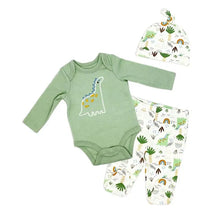 Rose Textile - 3Pk Baby Boys Dinosaur Footed Set Image 1