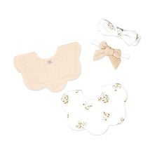 Rose Textiles - 2Pk Bibs + 2Pk Headbands Tan Foliage Image 1