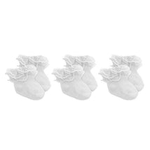 Rose Textiles - 3Pk Baby Girl Lace Trim Cuff Socks, White Image 1