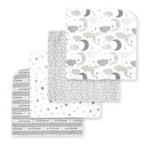 Rose Textiles - 4 Pack Receiving Blanket, Grey Sweet Dreams Image 1