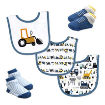 Rose Textiles 5Pk Bib & Sock Set, Blue Tractor Image 1