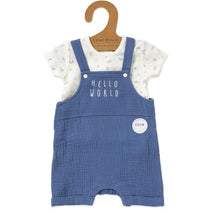 Rose Textiles - Baby Boy’s Organic Dungaree Set, Hello World Image 1