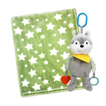 Rose Textiles - Plush Activity Toy & Blanket, Sage Wolf Image 1