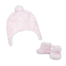 Rose Textiles Ridge Plush Hat & Bootie Set, Pink Image 1