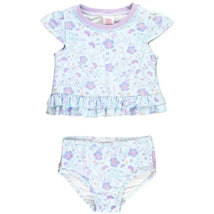 Rufflebutts - 2Pk Baby Girl Fairytale Garden Cap Sleeve Ruffle Hem Bikini Image 1